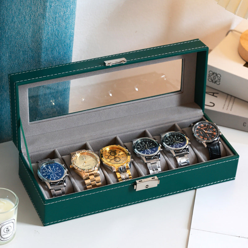 Leather Watch & Jewelry Storage Box with Lock