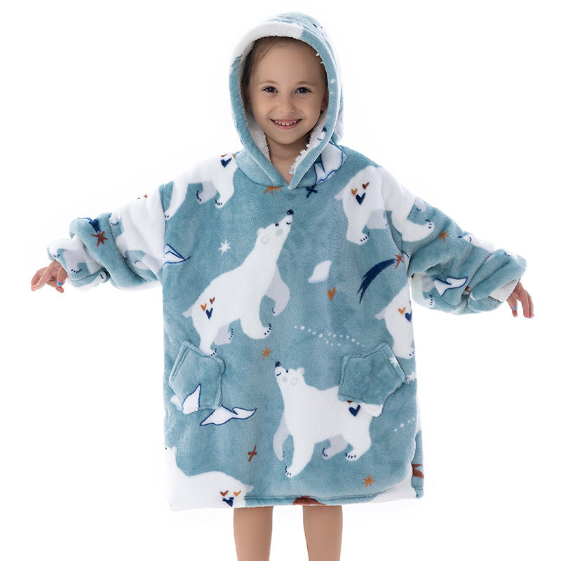 New composite winter clothes home pajamas lazy TV blanket baby flannel oversized super thick lambswool cartoon