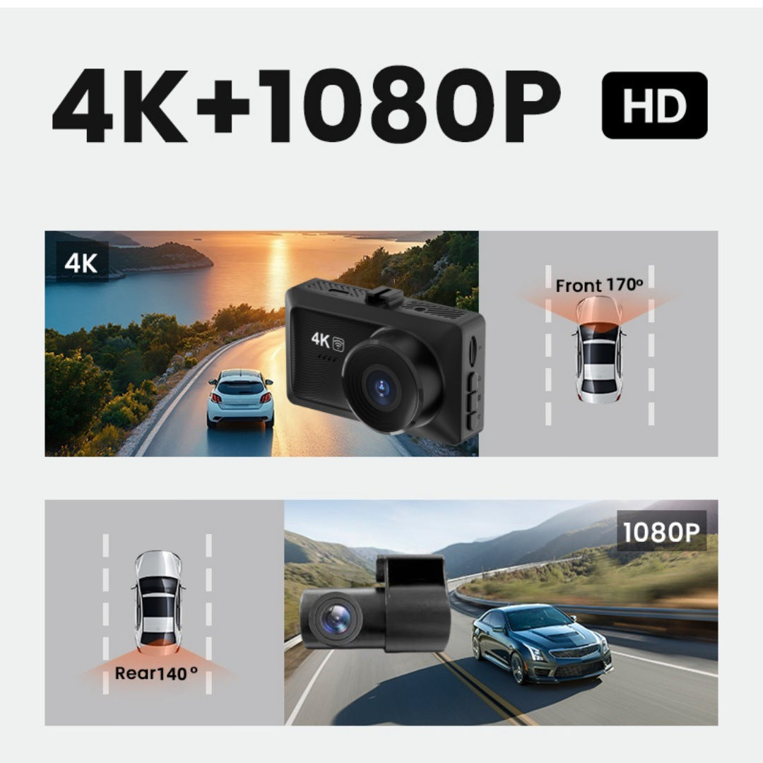 4K Front + Rear Wi-Fi Dash Camera with Night Vision