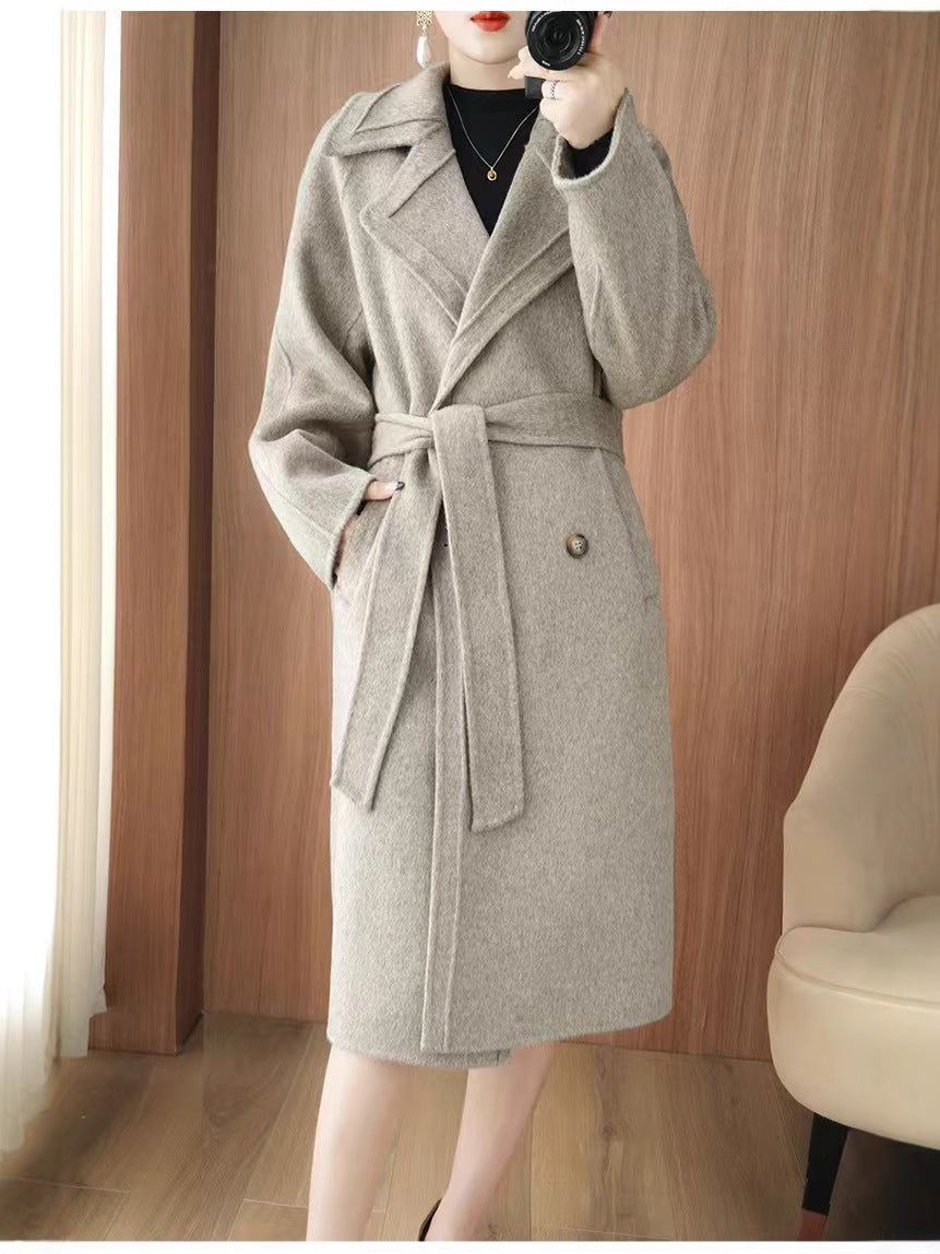 24 Winter New Mid-length Double-sided Wool Coat New Popular Cashmere Coat Thickened Over-the-knee Wool Coat Padilla Innovations LLC
