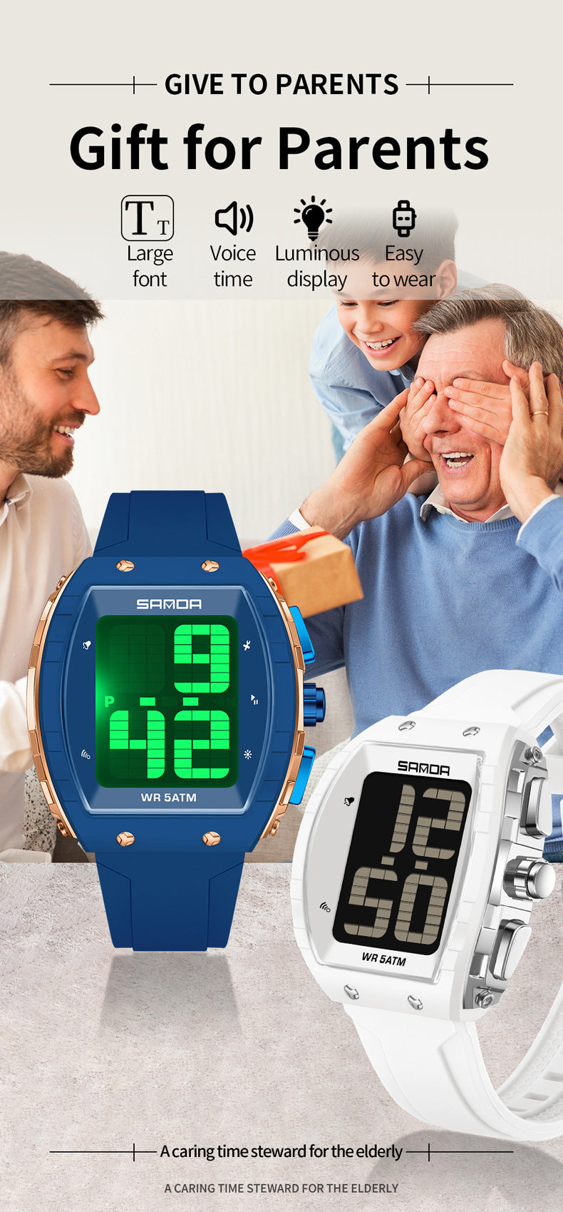 SANDA Large-Screen Talking Digital Watch