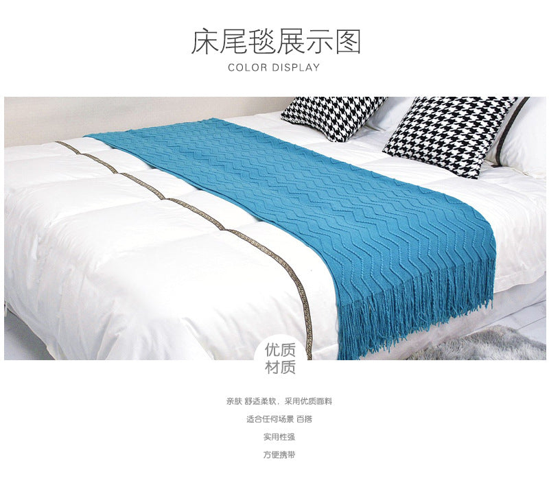 Scandinavian Knitted Tassel Throw Blanket