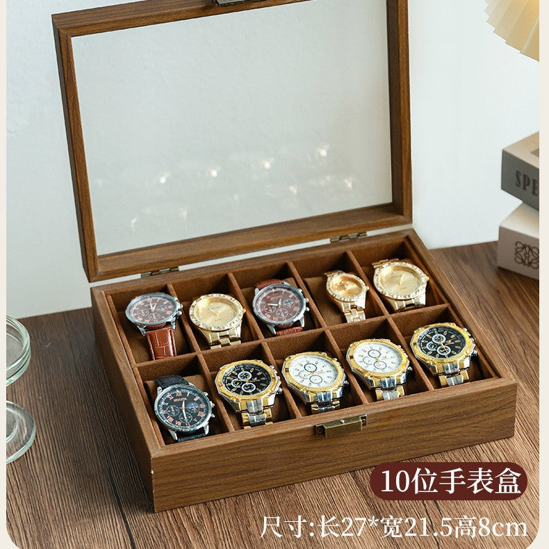 Leather Watch & Jewelry Storage Box with Lock