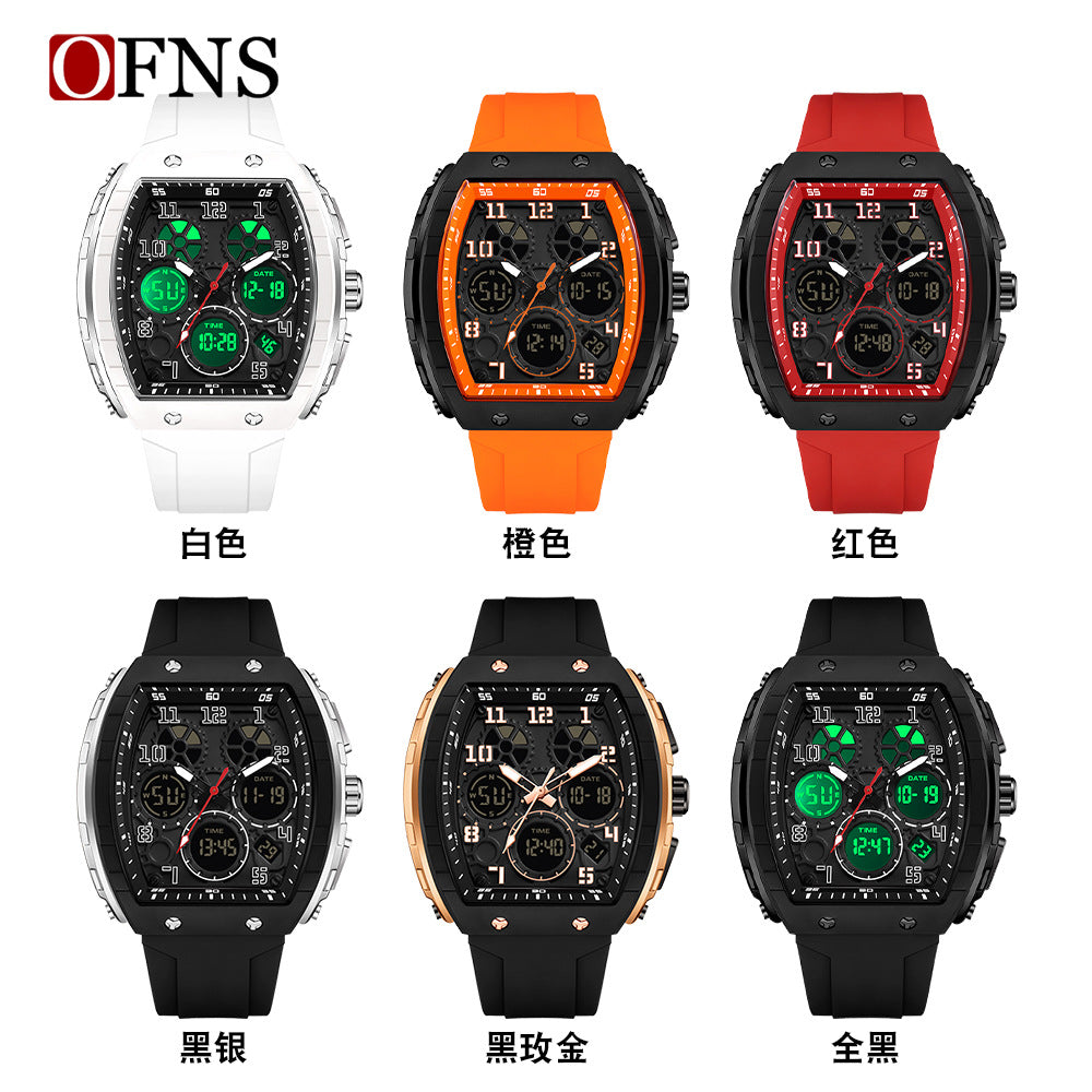 OFNS Waterproof Dual-Time Digital Watch