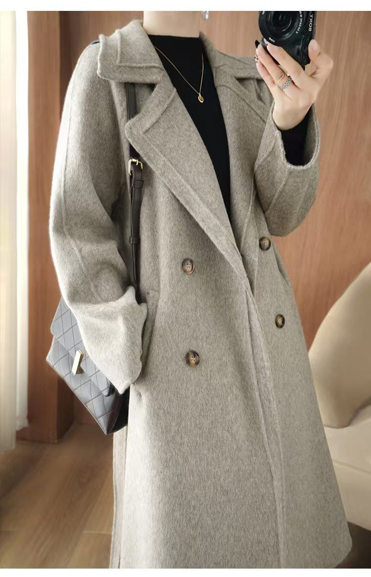 24 Winter New Mid-length Double-sided Wool Coat New Popular Cashmere Coat Thickened Over-the-knee Wool Coat Padilla Innovations LLC