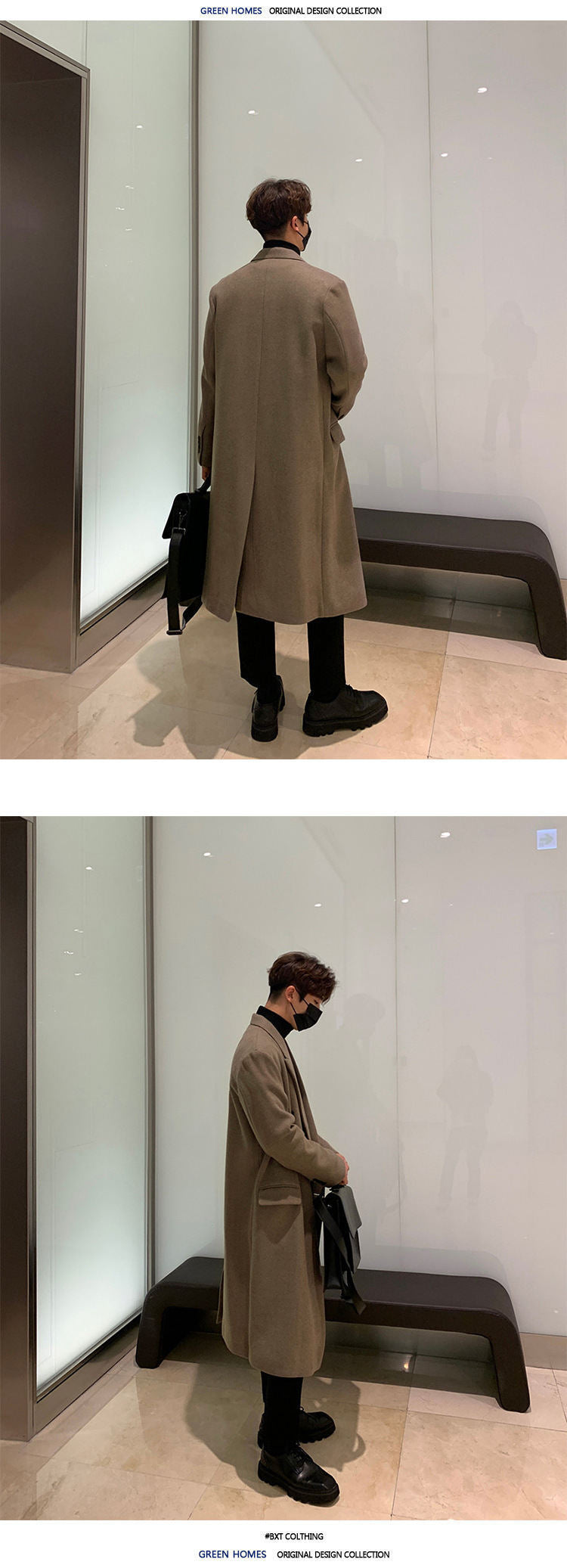 2024 Winter Men's Mid-length Knee-length Thickened Loose Korean Double-breasted Woolen Coat Coat Woolen Coat Padilla Innovations LLC