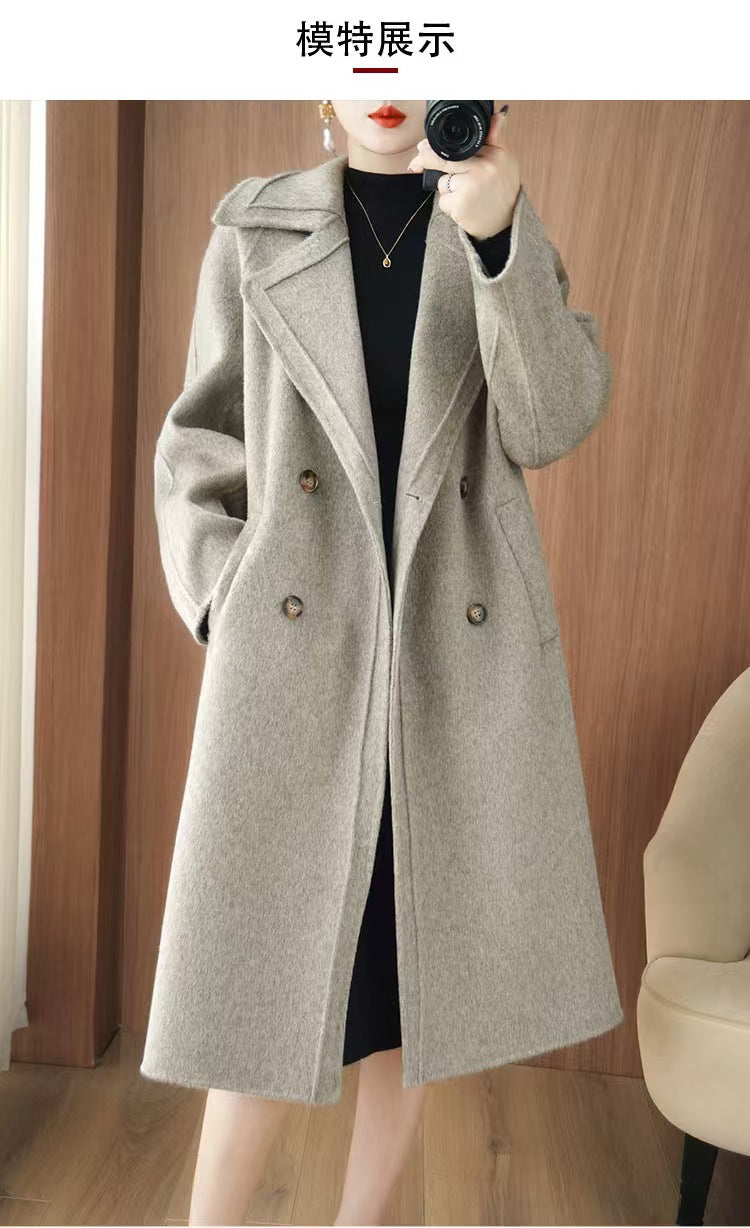 24 Winter New Mid-length Double-sided Wool Coat New Popular Cashmere Coat Thickened Over-the-knee Wool Coat Padilla Innovations LLC