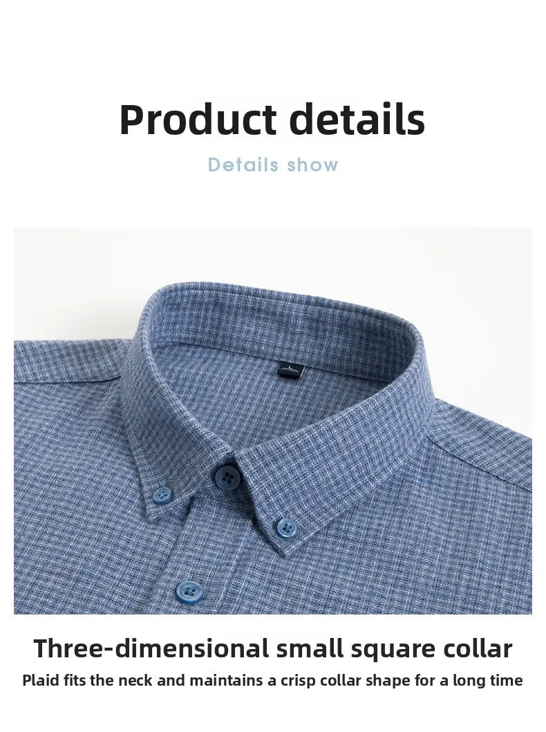 Camisa de algodón a cuadros resistente a las arrugas para hombre