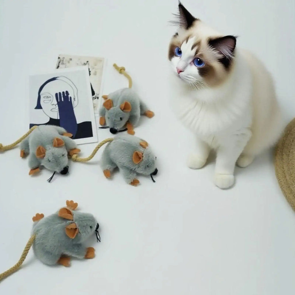 Interactive Plush Mouse Cat Toy with Sound