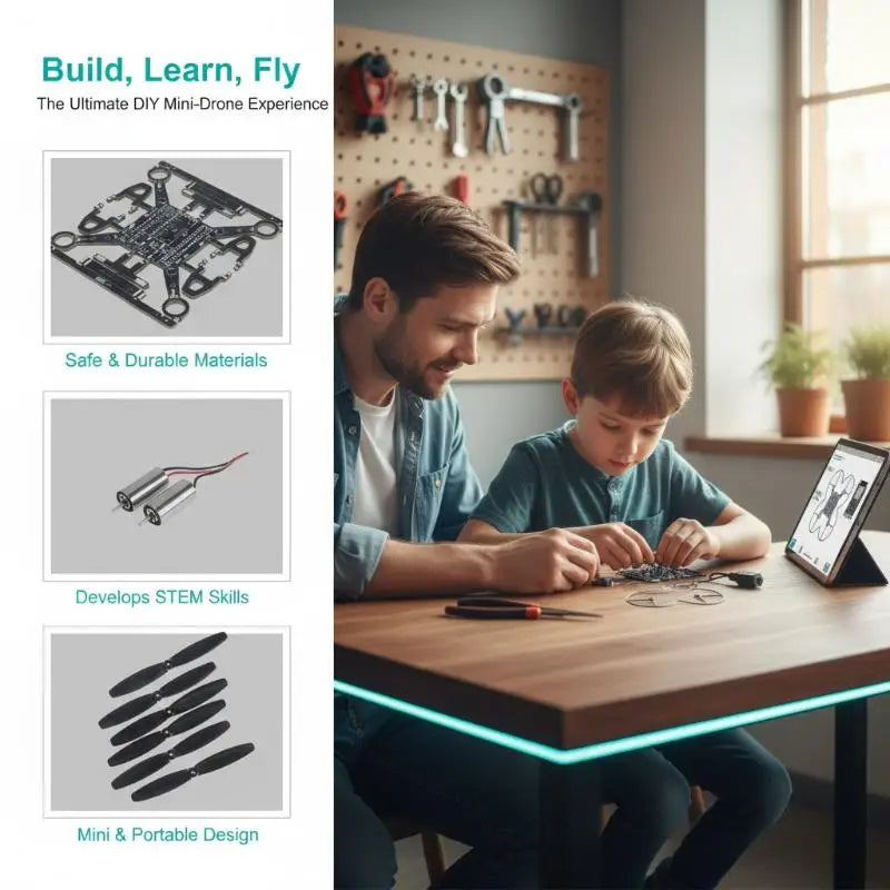 Programmable Mini DIY Drone Open Source with PCB Propeller Guards for STEM Hobbyists Student Science Learning Projects