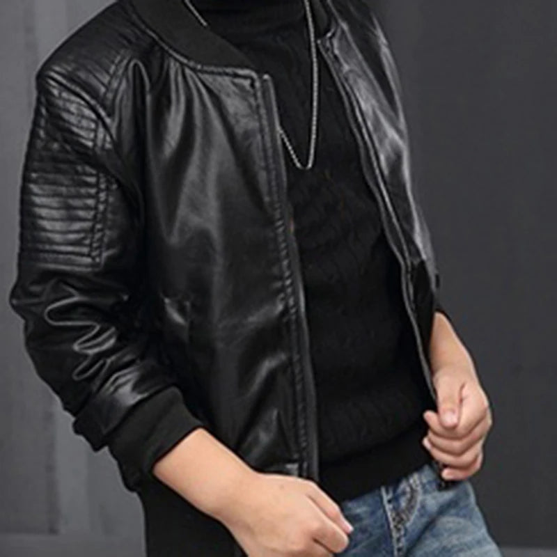 Boys’ Fleece-Lined Cotton PU Jacket