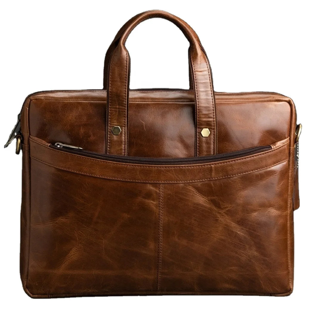 Genuine Leather Business Briefcase & Messenger Bag