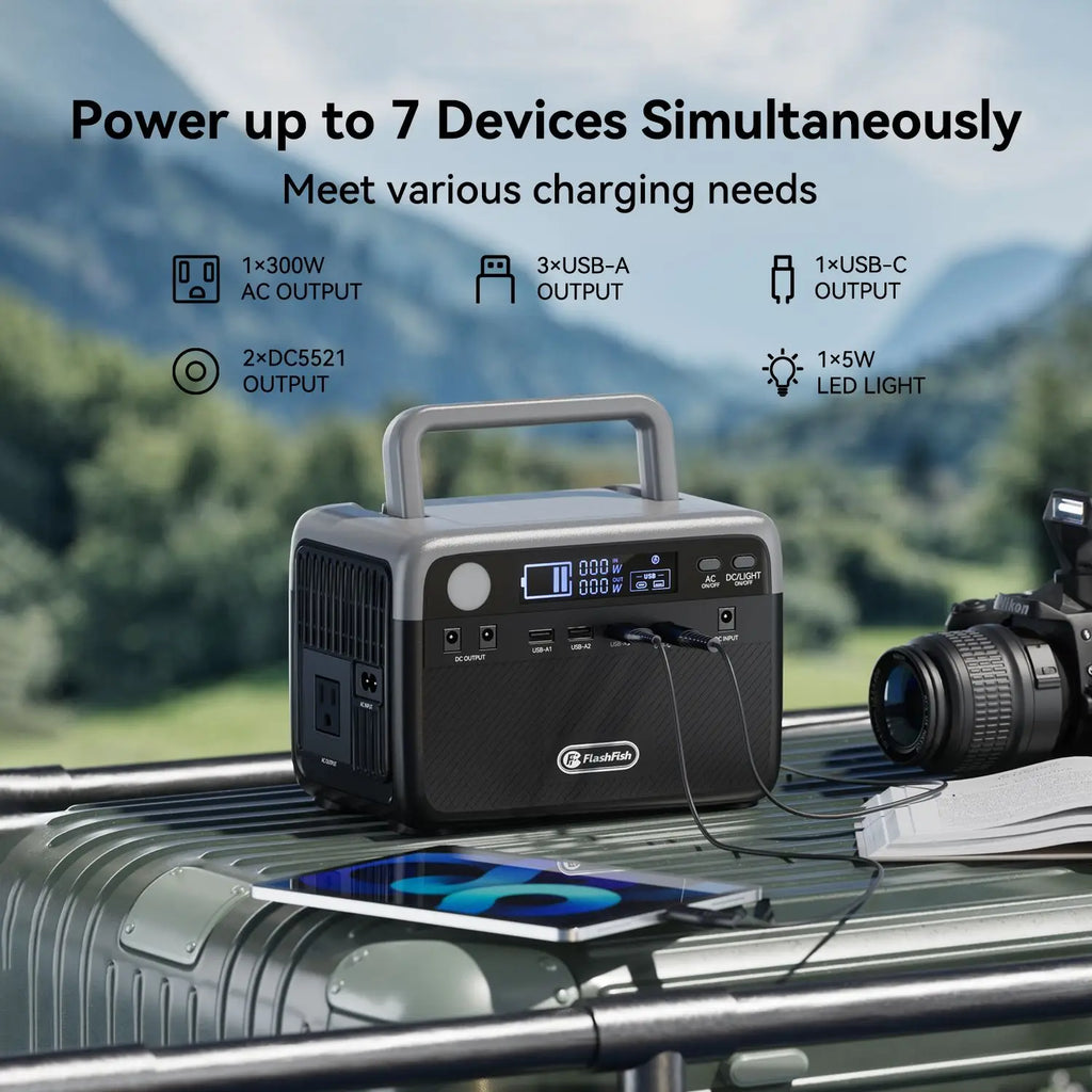 300W LiFePO4 Portable Power Station with MPPT
