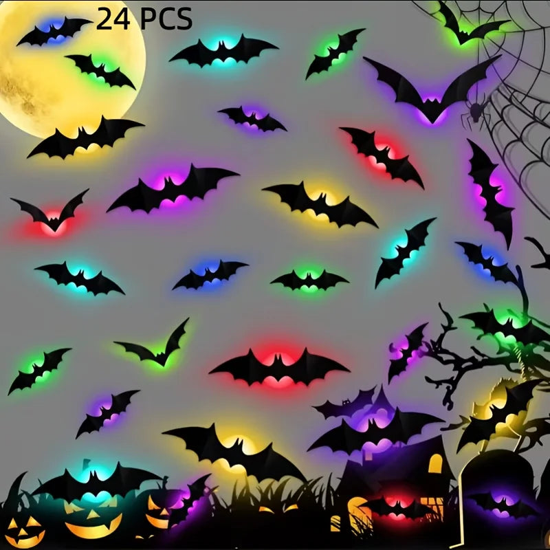 Halloween 3D Bat LED Night Light Wall Decor