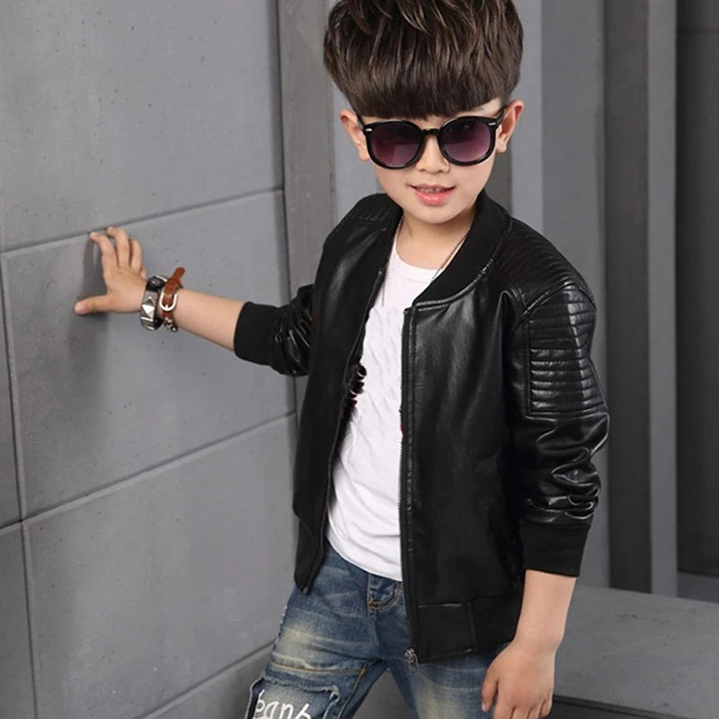 Boys’ Fleece-Lined Cotton PU Jacket
