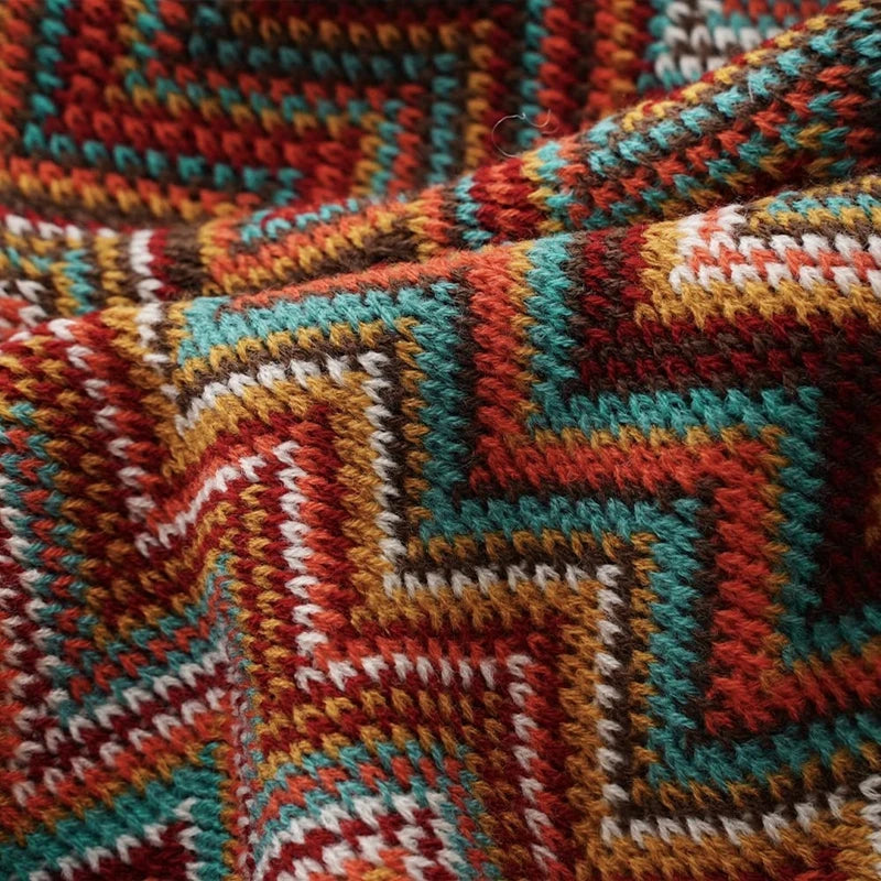 Nordic Knitted Tassel Throw Blanket