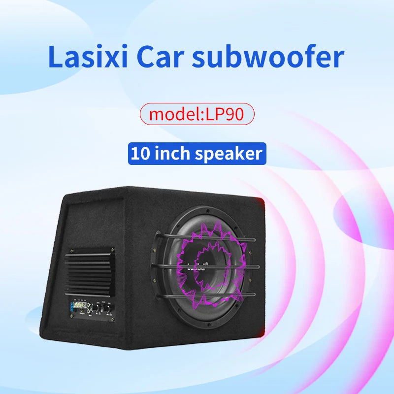 Peak 800W car subwoofer with active built-in amplifier, stunning heavy bass, car trunk subwoofer with high power