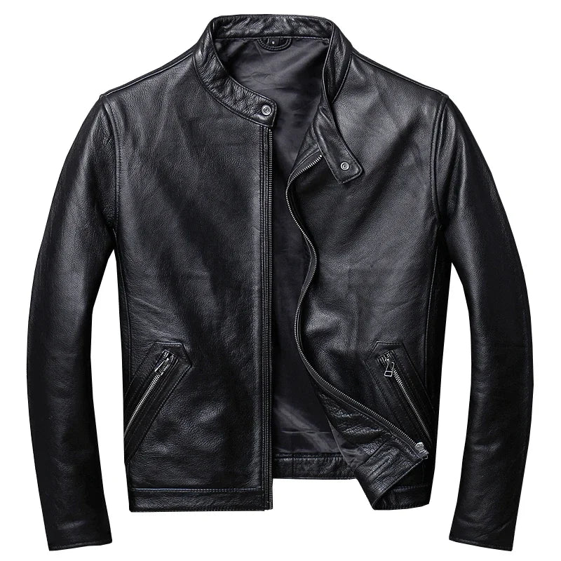 AYUNSUE Men’s Genuine Leather Jacket – Cowhide or Sheepskin