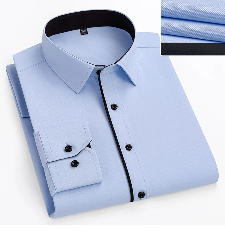 Camisa de vestir entallada de manga larga para hombre