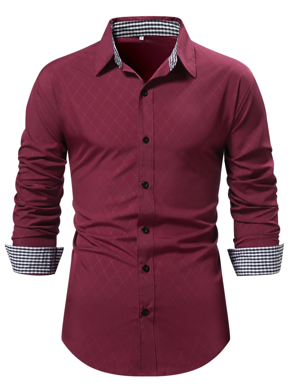 Camisa de manga larga con botones para hombre, estilo casual elegante