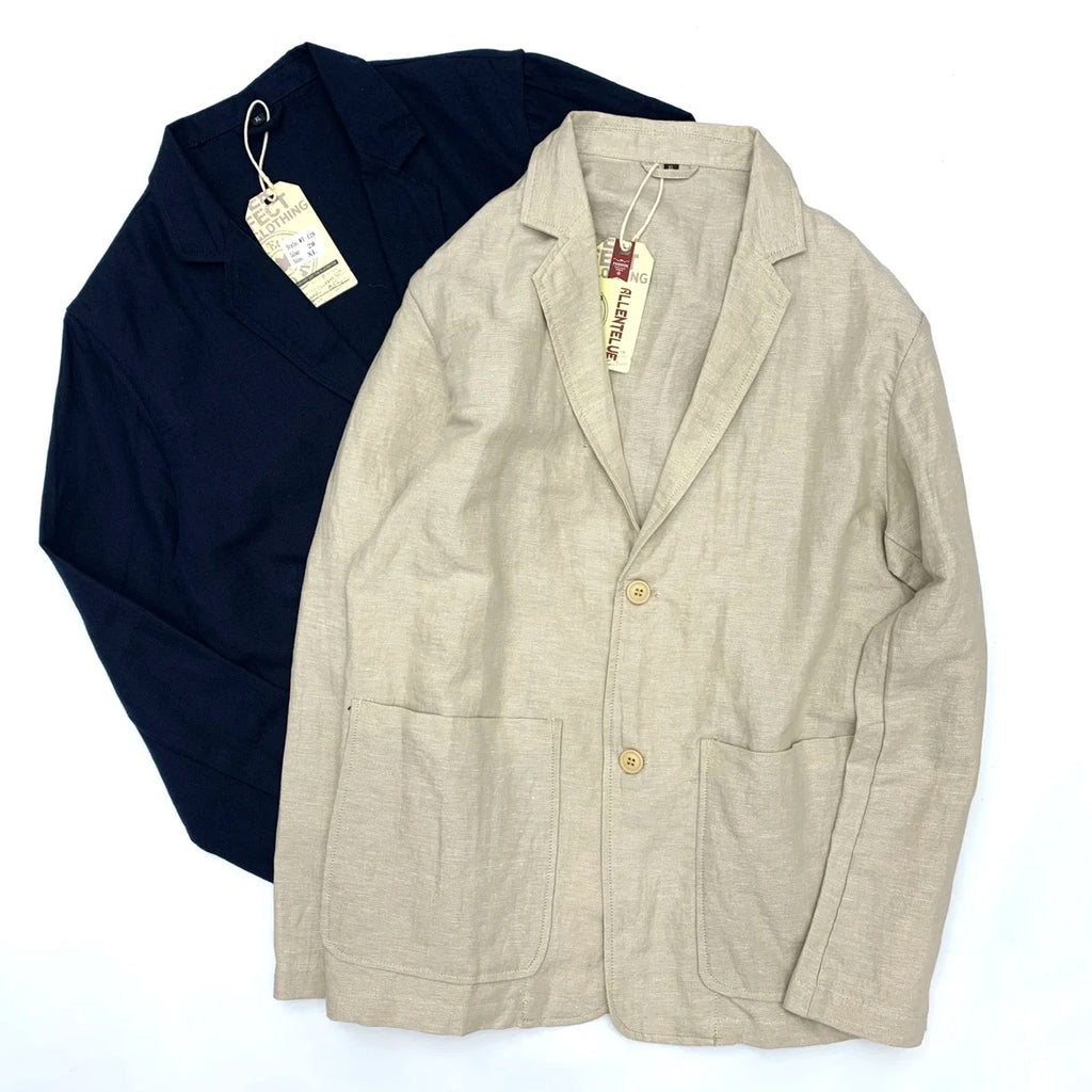 Chaqueta de traje para hombre de algodón y lino estilo japonés
