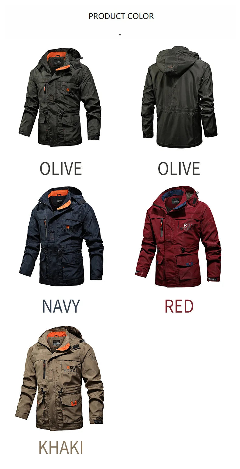 Men’s Hooded Cargo Windbreaker Jacket