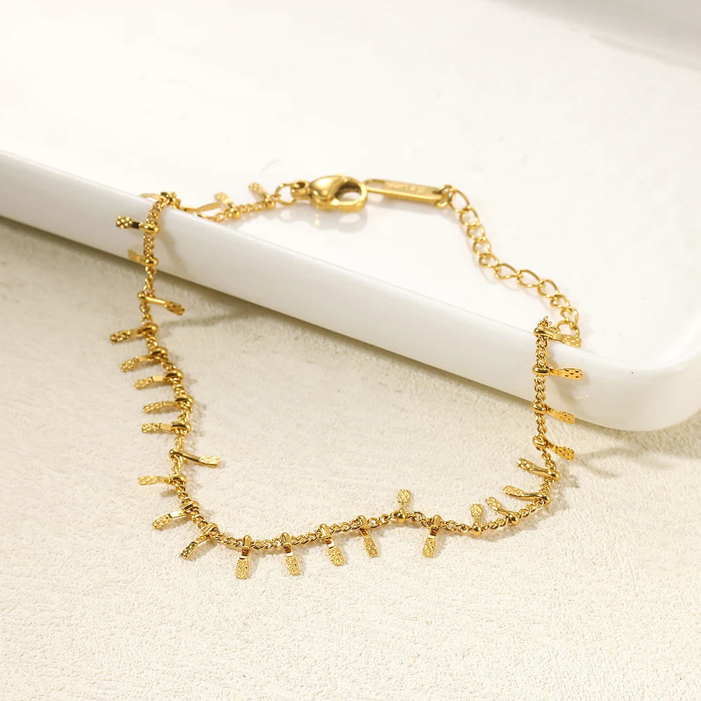 Women’s Stainless Steel Leaf & Heart Anklet