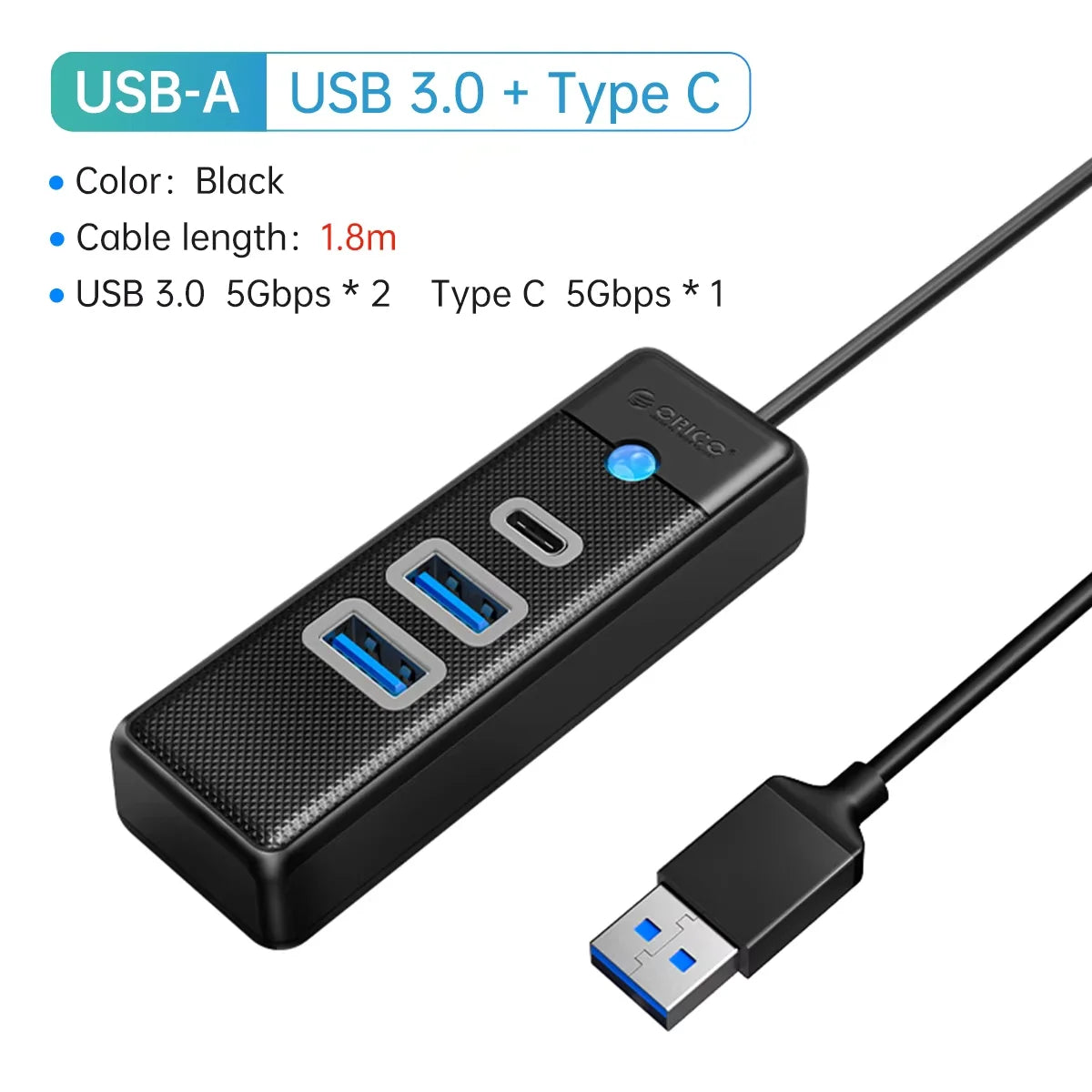 ORICO 5Gbps USB 3.0 Hub – USB-A & USB-C Options