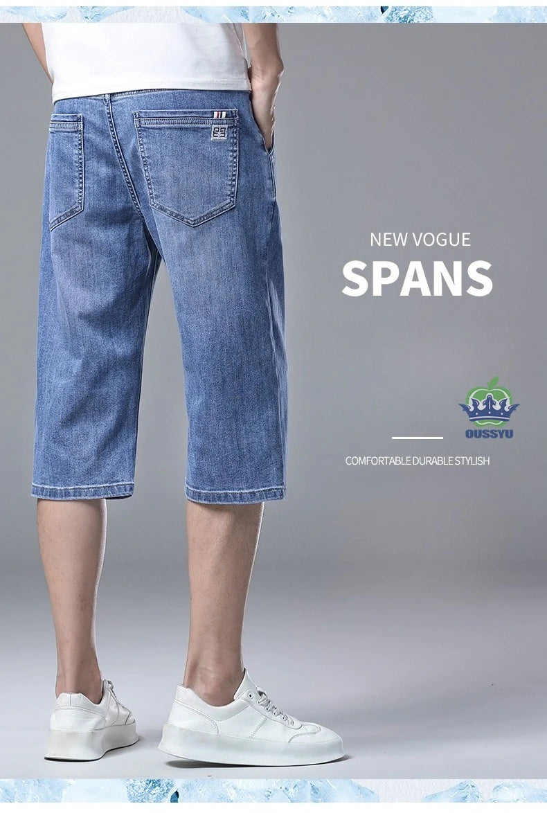 Men’s Baggy Denim Cargo Shorts – 3/4 Length