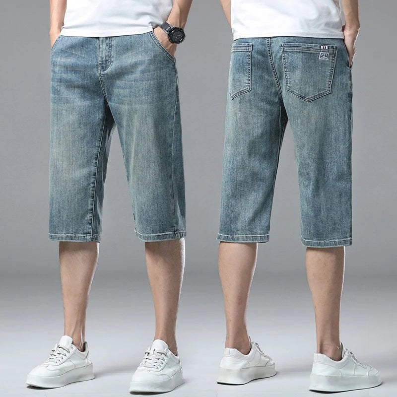 Men’s Baggy Denim Cargo Shorts – 3/4 Length