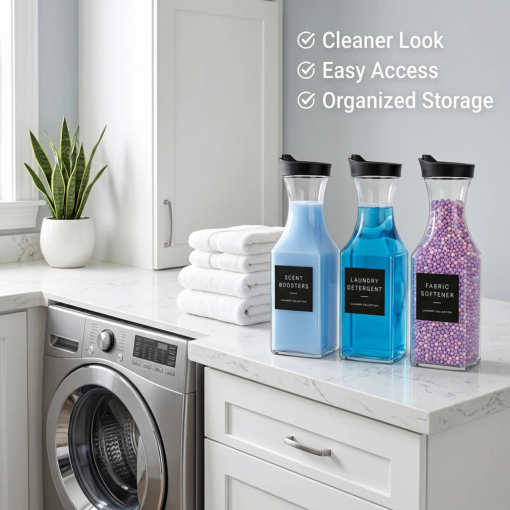 3-Piece Clear Laundry Detergent Dispenser Set
