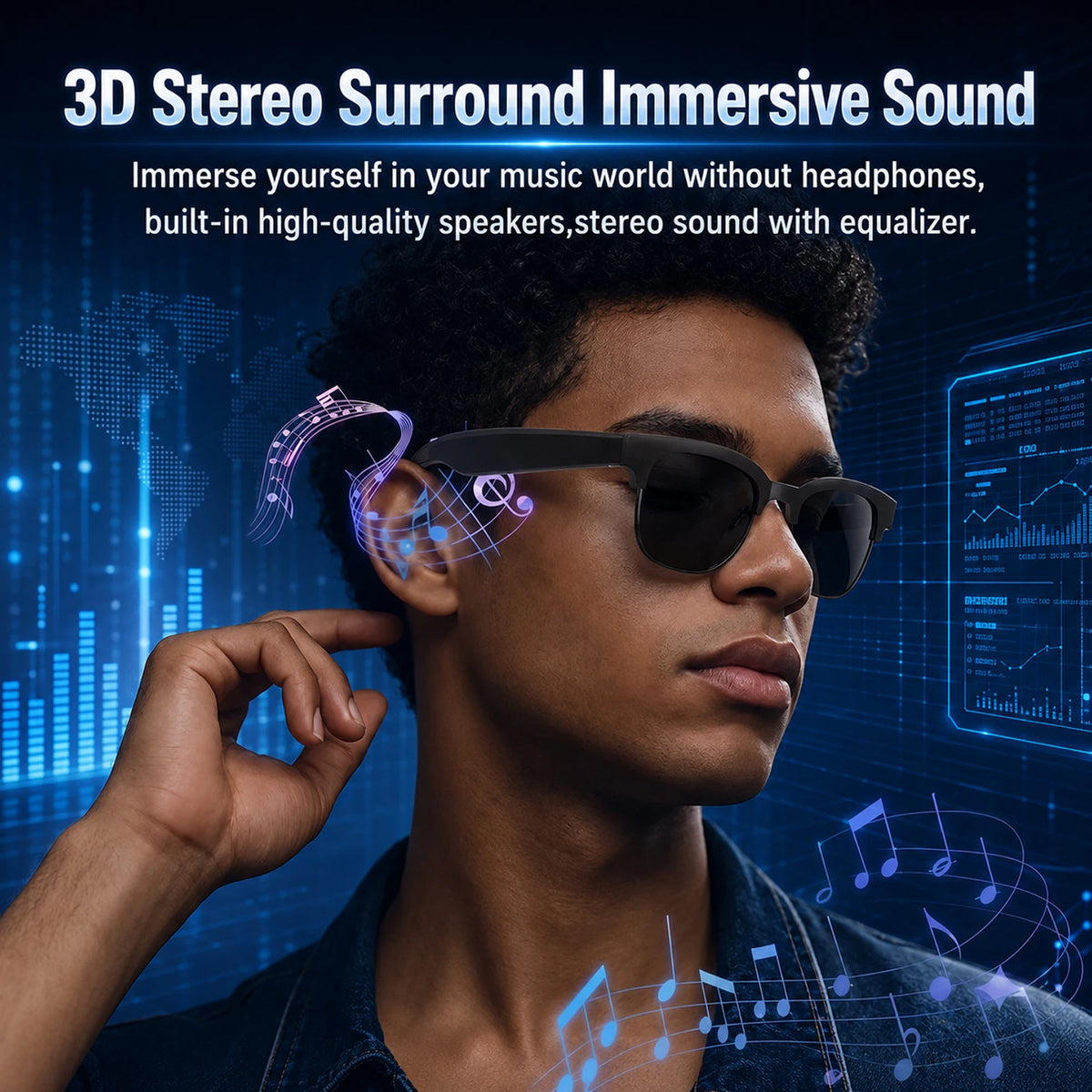 AI Bluetooth Smart Glasses with Hands-Free Calling