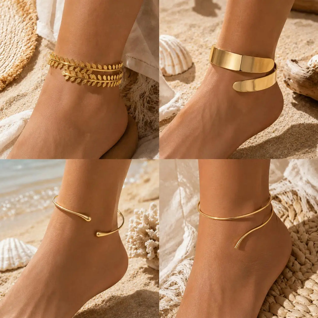 Women’s Gold-Plated Open Cuff Anklet