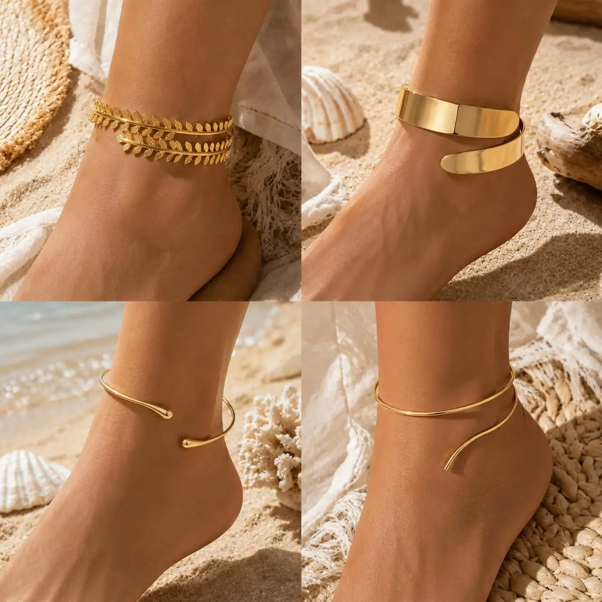 Women’s Gold-Plated Open Cuff Anklet