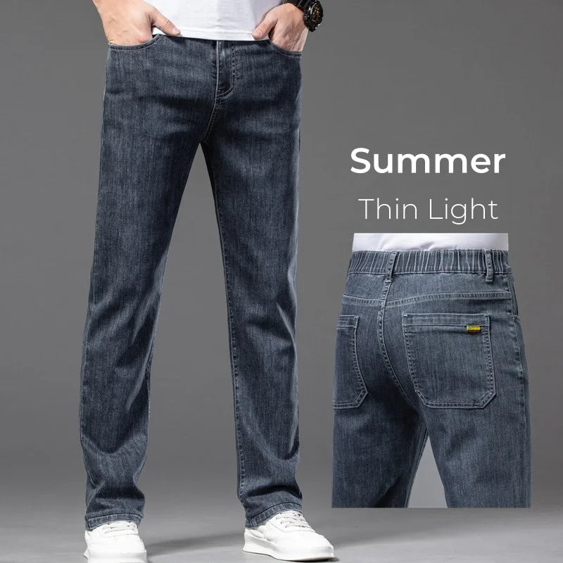 Men’s Classic Straight-Leg Jeans – Blue or Dark Gray