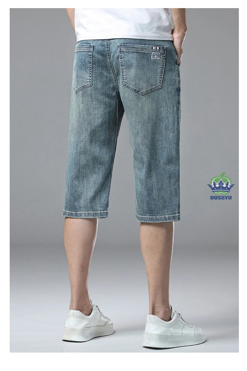 Men’s Baggy Denim Cargo Shorts – 3/4 Length