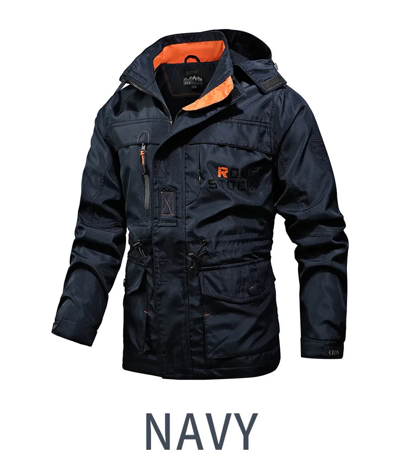 Men’s Hooded Cargo Windbreaker Jacket