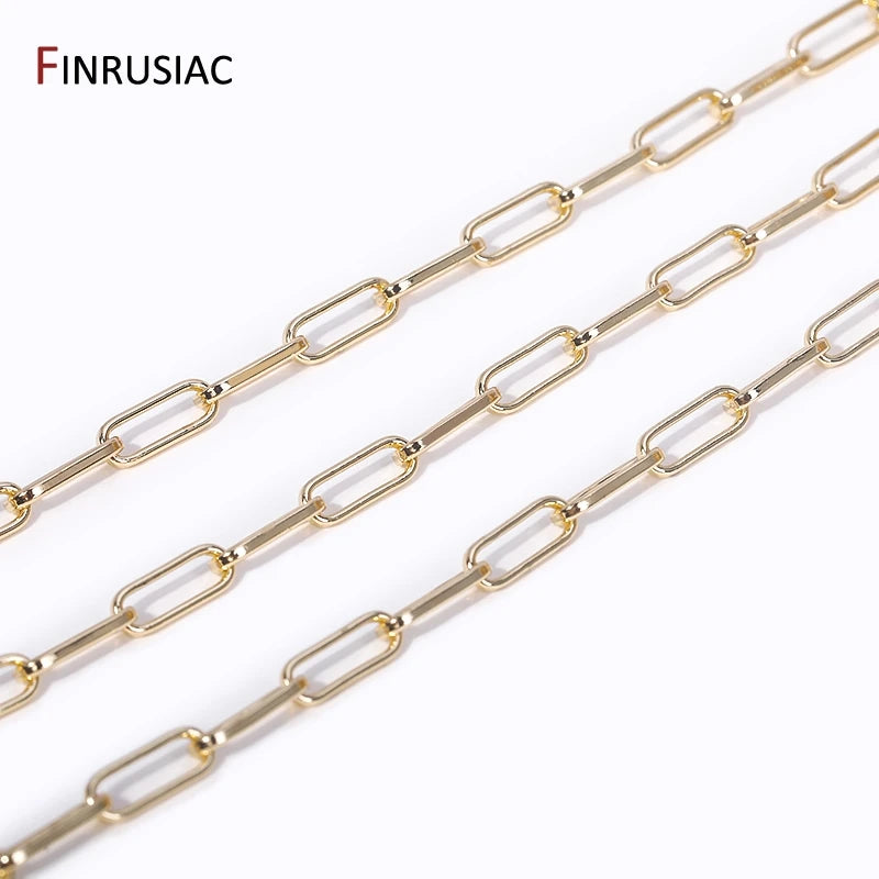Cadena de latón bañado en oro de 14K para bisutería