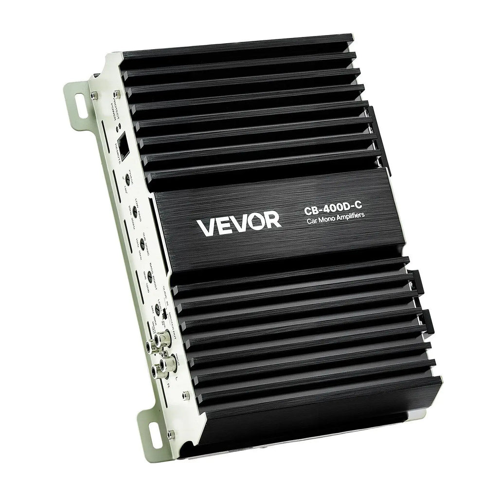 1-Channel Class D Car Audio Amplifier 400W RMS MAX Stable 1/2/4 Ohm Remote Subwoofer Level Control Monoblock Model D0100X38PB6