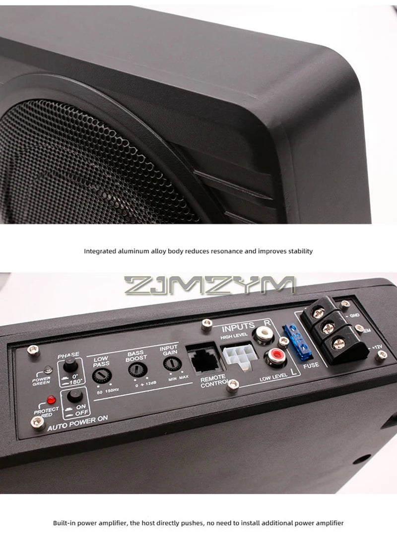 12V High Power Active Subwoofer with Built-in Amplifier, 10"  8'' Slim Under-Seat Active Powered Car Truck Subwoofer