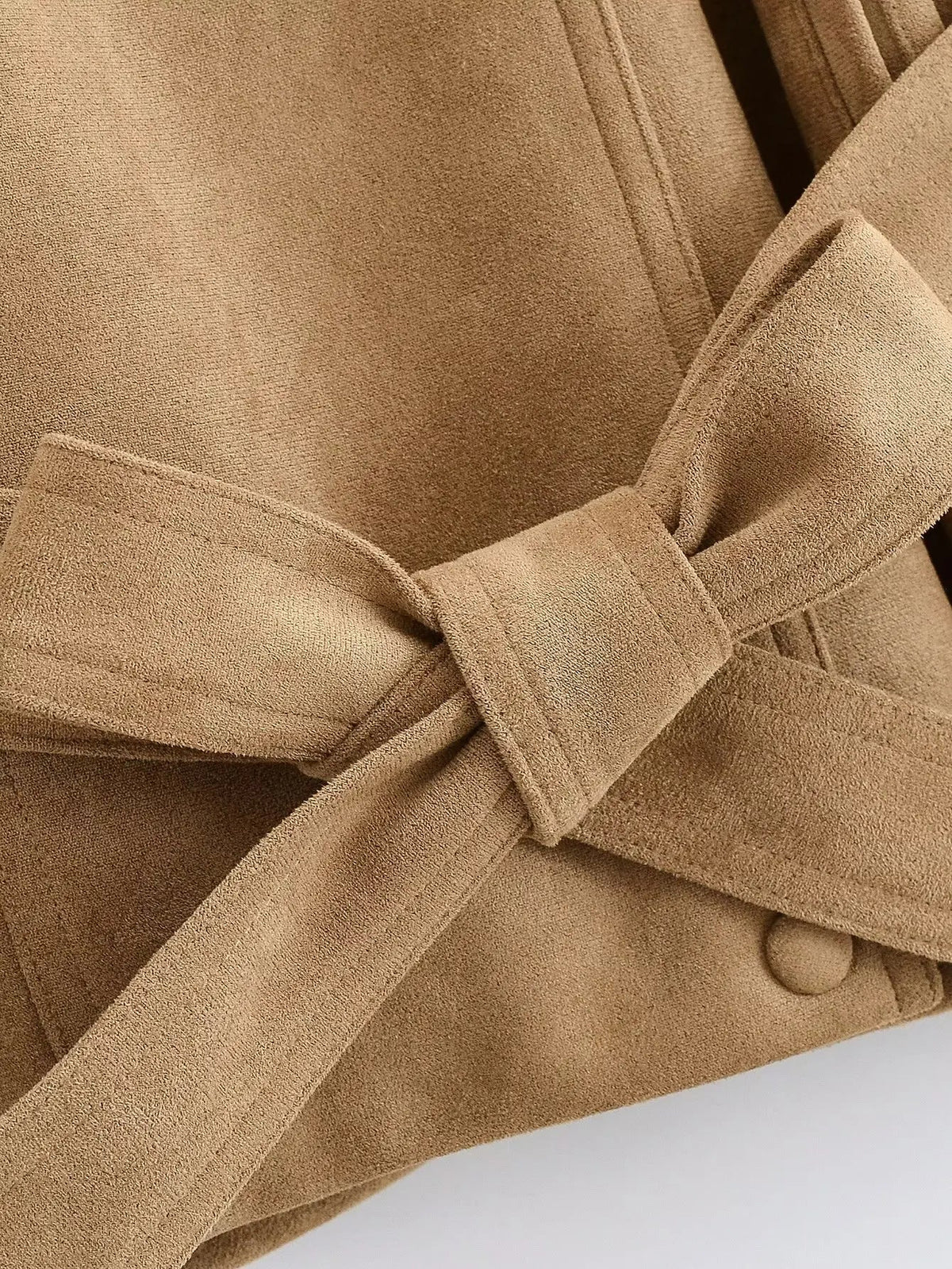 Women Brown Faux Leather Jackets Chic Casual Long Sleeve Lapel Loose Zipper Drawstring Coats Autumn Winter Streetwears Coats Padilla Innovations LLC