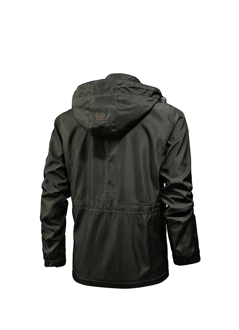 Men’s Hooded Cargo Windbreaker Jacket