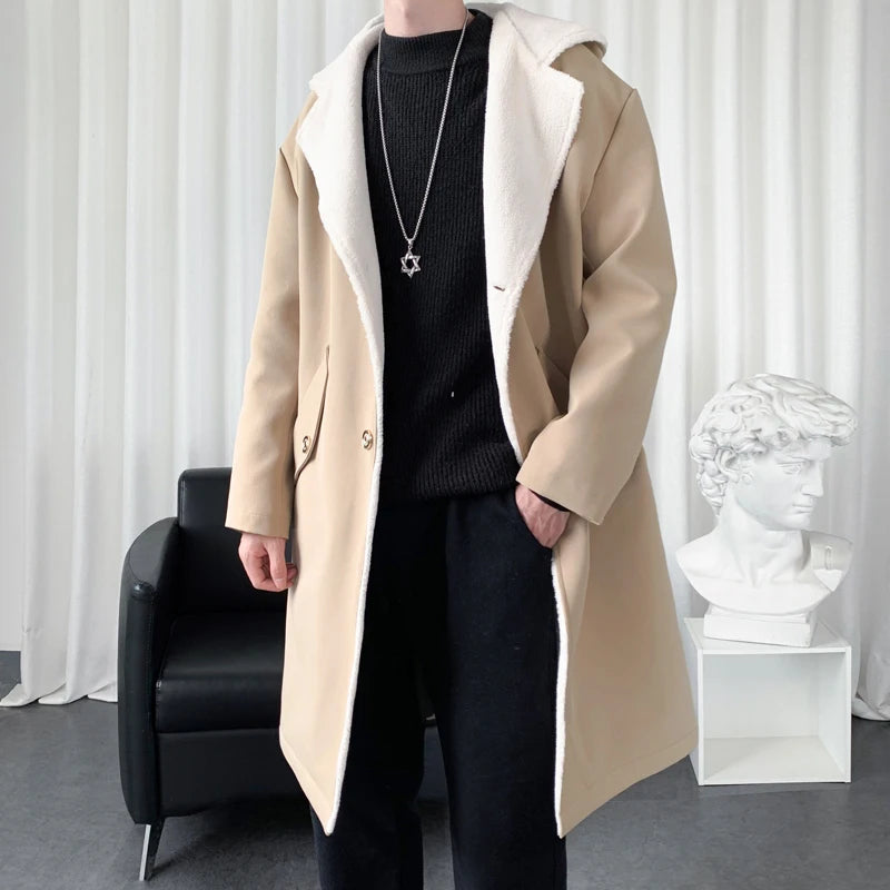 Men’s Hooded Long Trench Coat – Wool-Lined