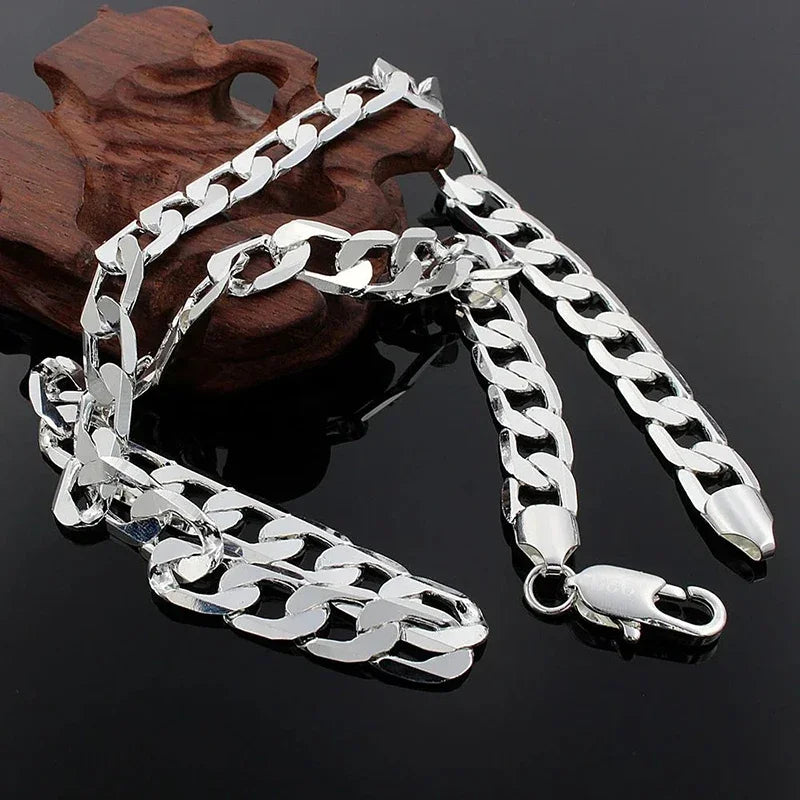 Collar de cadena de plata de ley 925 de 6 mm – 16–24 pulg.