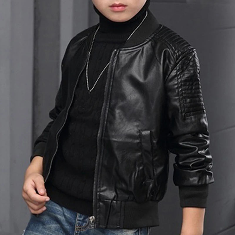 Boys’ Fleece-Lined Cotton PU Jacket