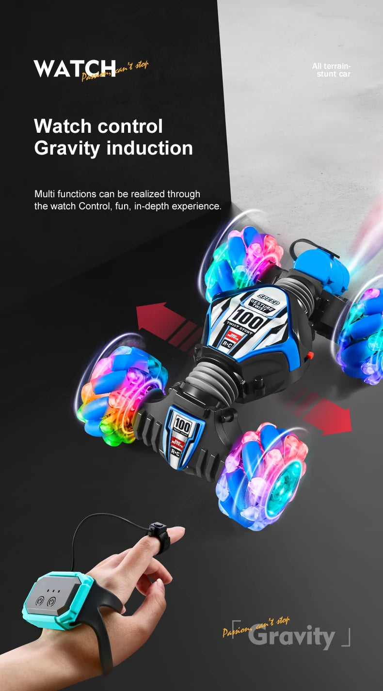 Top RC Stunt Car 2.4G Remote Control Cars RC Watch Gesture Sensor LED Rotation Gift Electronic Toy for Kids Boys