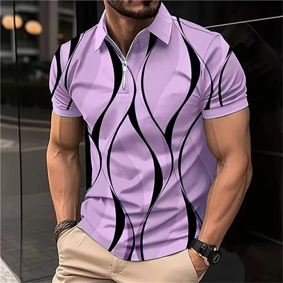Men’s Geometric Print Short-Sleeve Polo Shirt