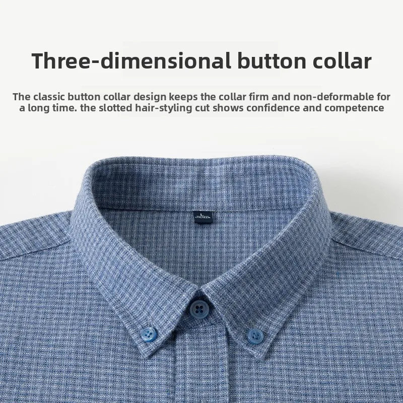 Camisa de algodón a cuadros resistente a las arrugas para hombre