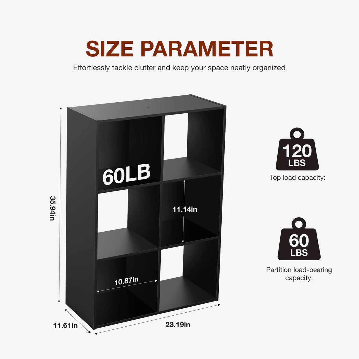 Cube Storage Bookcase - 6-Cube Black