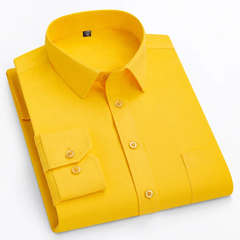 Camisa de vestir entallada de manga larga para hombre